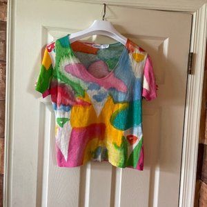 Tie dyed vintage Genesis short sleeved shirt.  Medium.  Circa 70s